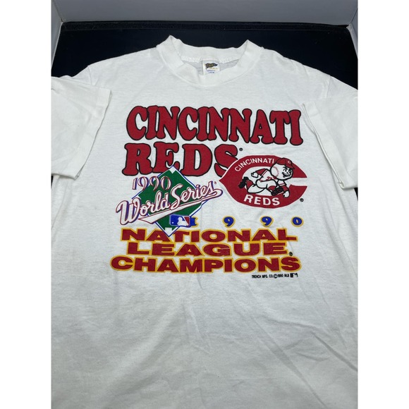 Vintage Trench Cincinnati Reds Size L 1990s World Series Single Stitch T-Shirt - Picture 2 of 9